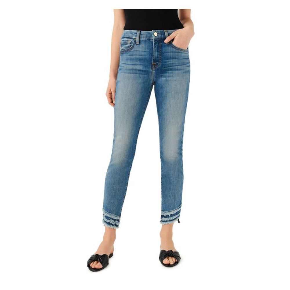 Jen 7 By 7 For All Mankind Womens Navy Stretch Zippered Jen7 Skinny Jeans 10